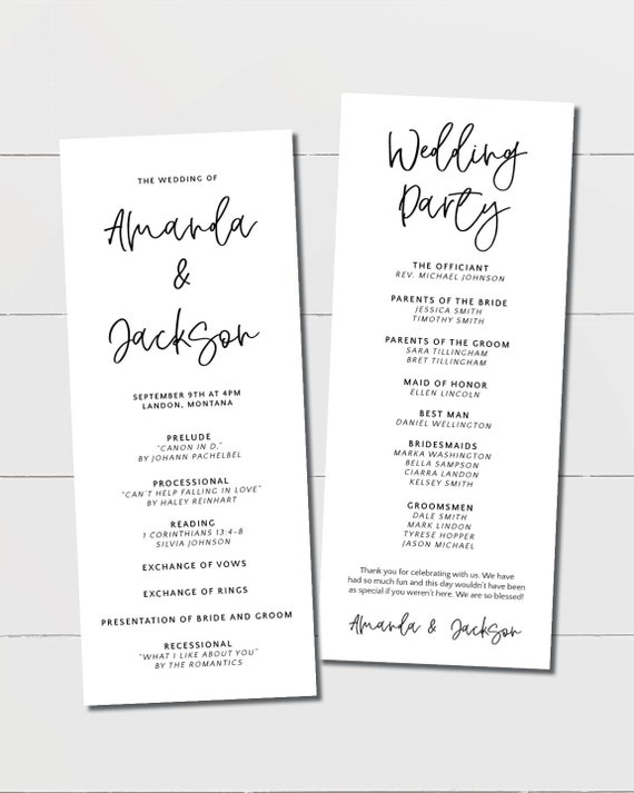 Modern Wedding Ceremony Programs Printed Or Printable By Coral