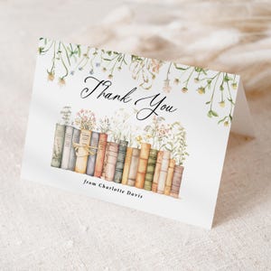 Book Themed Bridal Shower Thank You Card Printed, with Envelopes, a new chapter, Folded T156