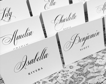 Classic Place Cards printed with personalized names: rehearsal dinner, wedding, shower or party PC252