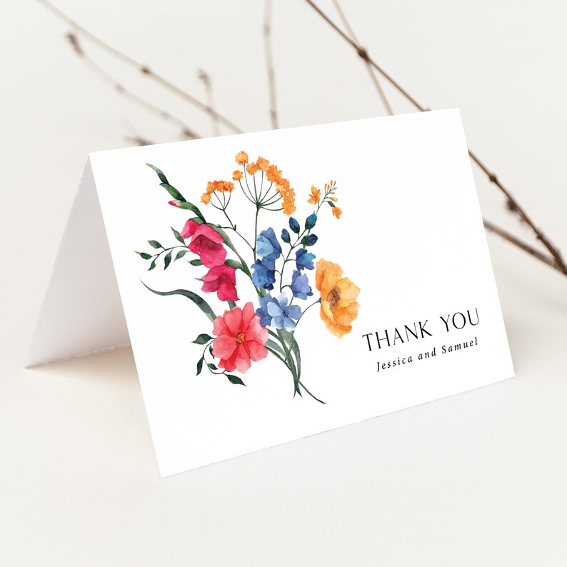 Wildflowers Thank You Card Printed