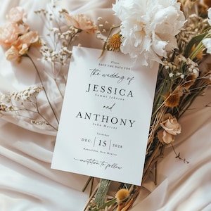 Minimalist Save the Date Card printed, with envelopes, black and white, wedding save the date, modern save the date, simple, elegant, S147