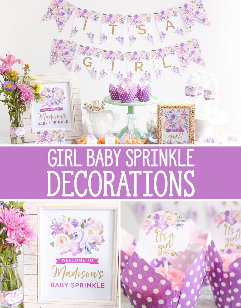 Girl Baby Sprinkle Decorations Printable Etsy