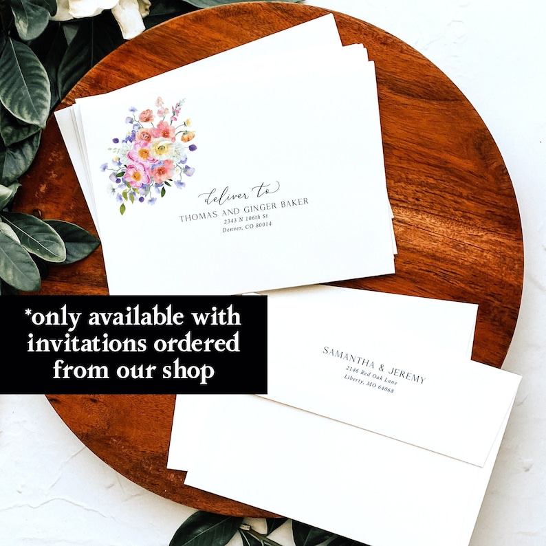 Wildflower Guest Address and Return Address Envelope Printing