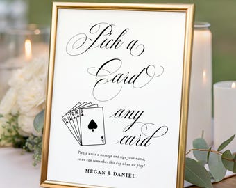 Pick a Card Guest Book Sign printed: reception decor, personalized wedding signage, WS145