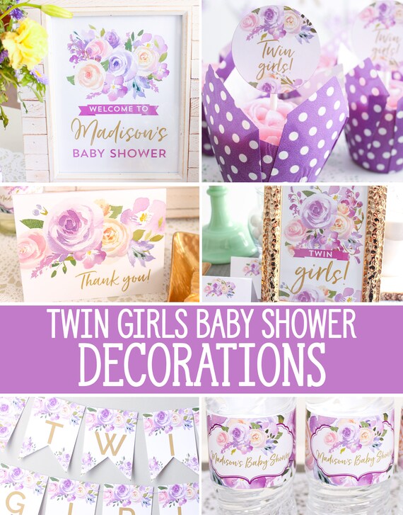 twin girl baby shower decorations