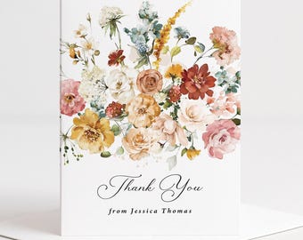 Love is in Bloom Thank You Card Printed and Personalized: bridal shower, florals, T206