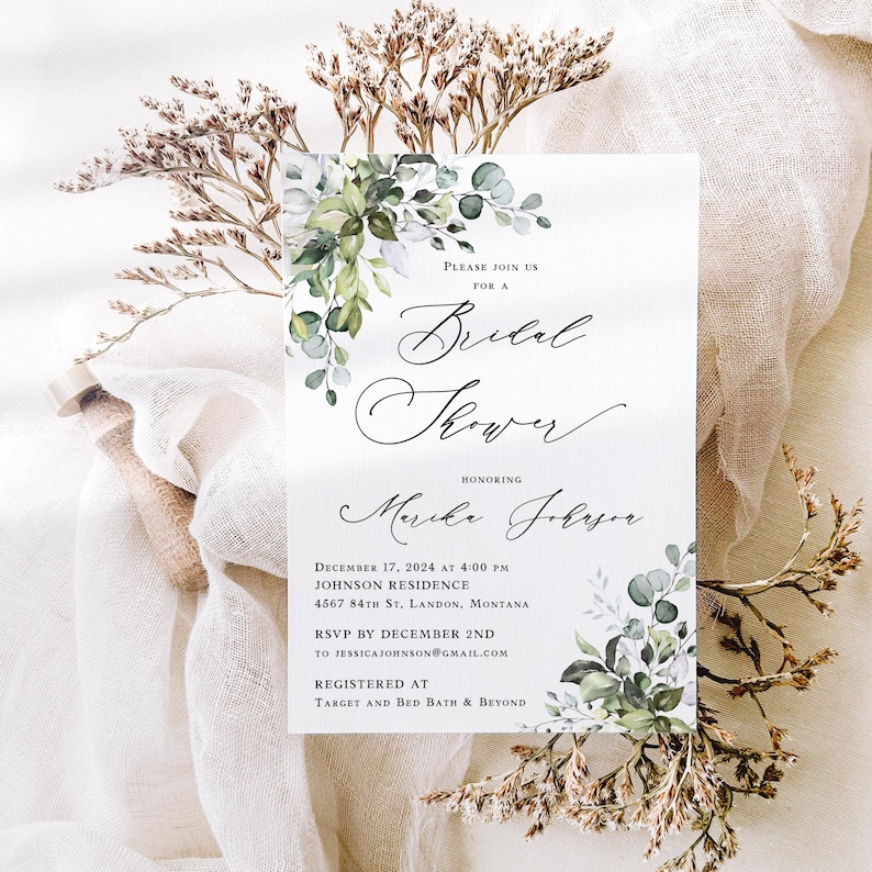 Eucalyptus Wedding Menu Printed printed, reception dinner with greenery and personalized M103 immagine 7