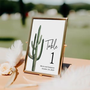 Cactus Table Numbers Printed, 5x7 table numbers, 4x6 table numbers, printed table numbers, desert wedding, cactus wedding, TN102