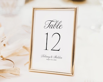 Simple Wedding Table Numbers Printed and Personalized: Minimalist Reception or Shower Decor TN102