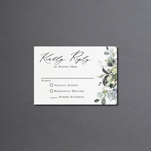 Eucalyptus Wedding Invitation Suite Printed: RSVP and Details Card, includes envelopes, W162 image 8
