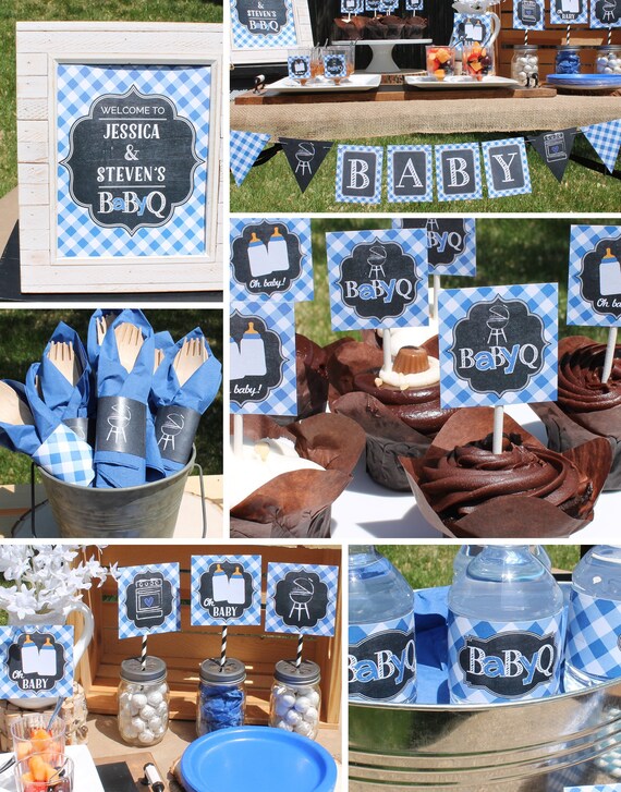 Navy Baby Q Decorations Baby Shower Banner Cupcake Toppers Etsy
