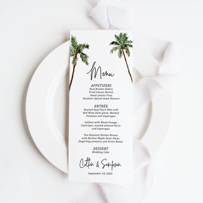 Palm Tree Wedding Thank You Card Printed, Folded with Envelopes, tropical destination, T123 image 10