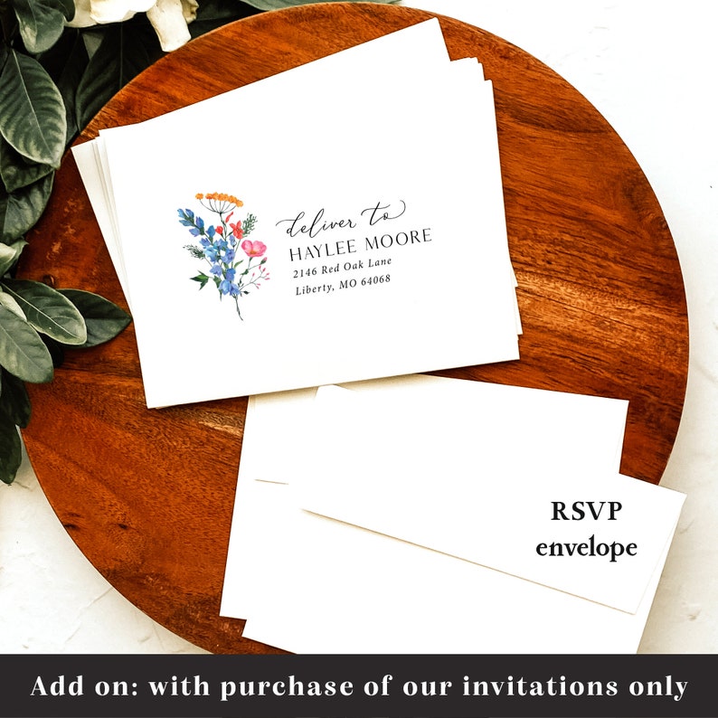 Wildflower Guest and Return Address Envelope Printing - with purchase of our invitations only, A105 afbeelding 8