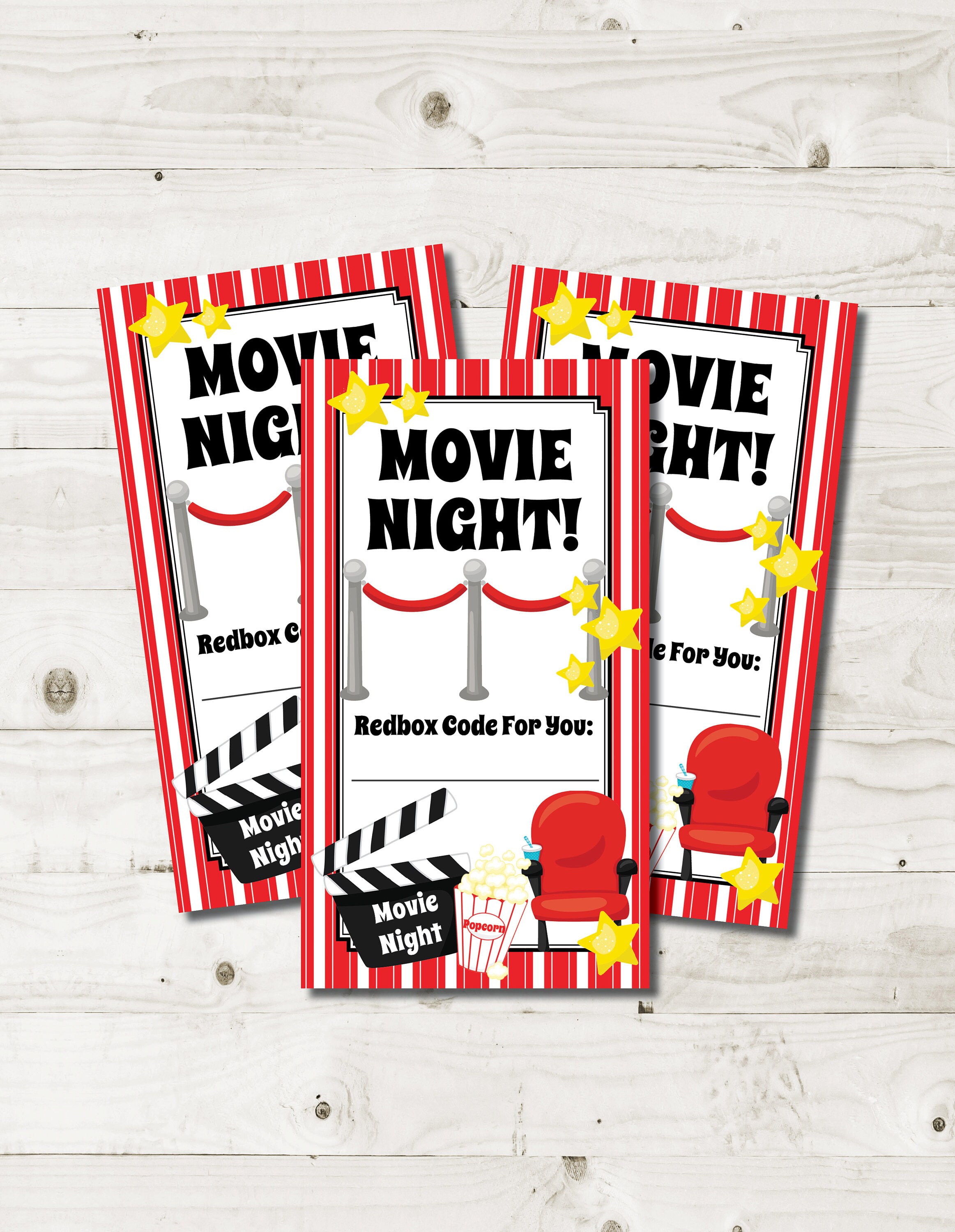 Redbox Printable Gift Card Redbox Gift Tag Movie Gift Etsy