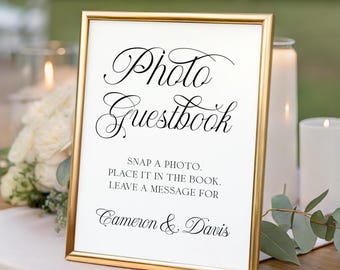 Photo Guestbook Sign printed: 5x7 4x6 or 8x10, wedding reception decor, personalized, WS151
