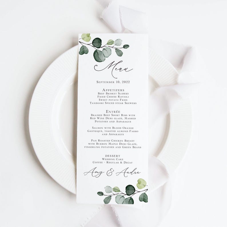 Eucalyptus Table Numbers Printed, 5x7 or 4x6, Greenery Wedding Table Signs, Elegant Reception, TN104 image 5