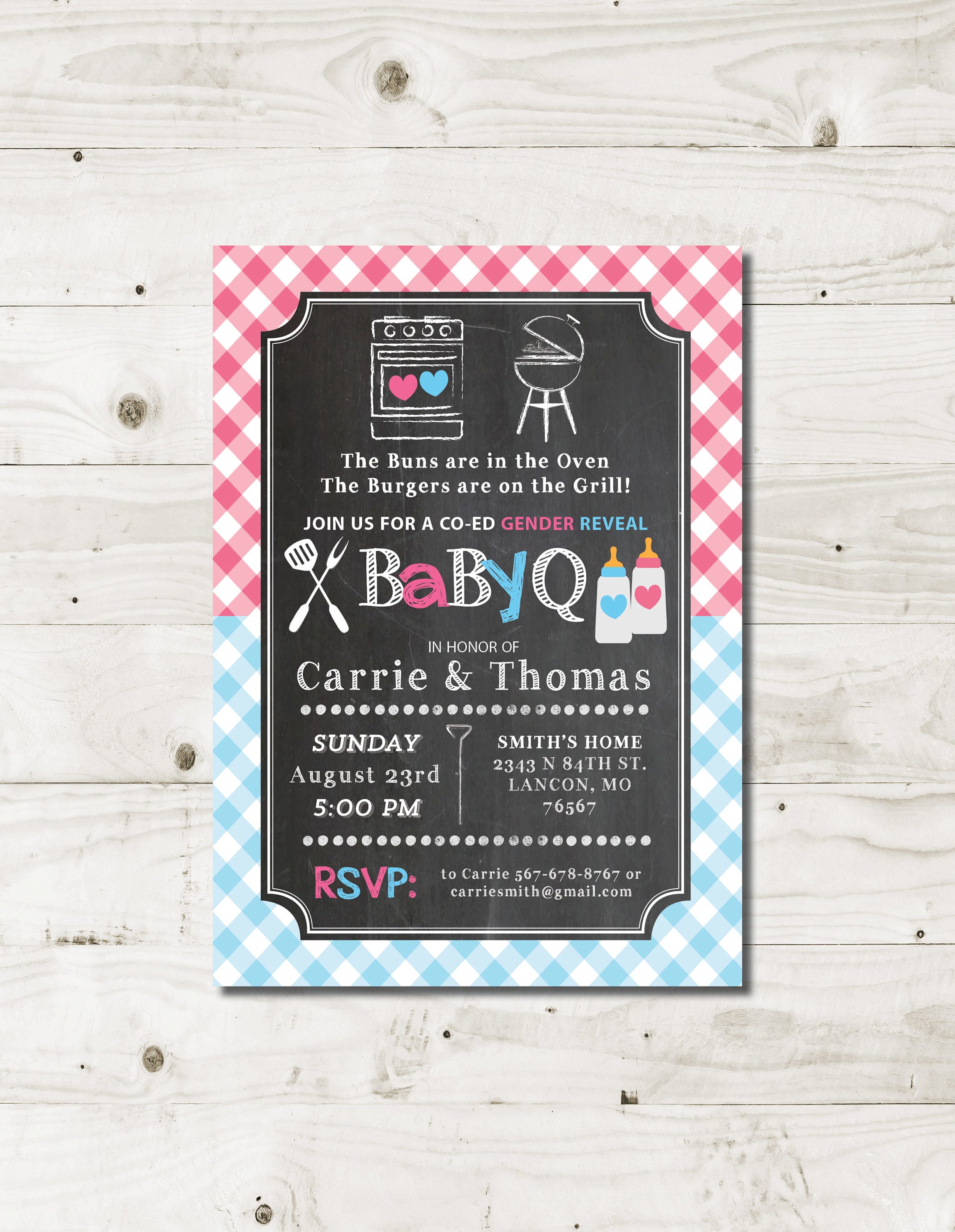 Twins Gender Reveal Party Invitation twins baby q printable Etsy