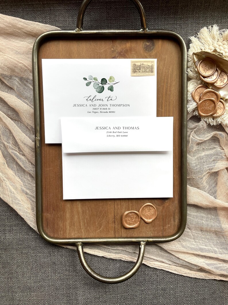Eucalyptus Guest and Return Address Envelope Printing - with purchase of our invitations only, A106 image 7