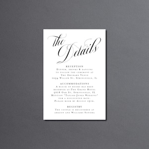 Classic Wedding Invitation Suite qr code printed: envelopes, rsvp card, details card, calligraphy, W251 image 10
