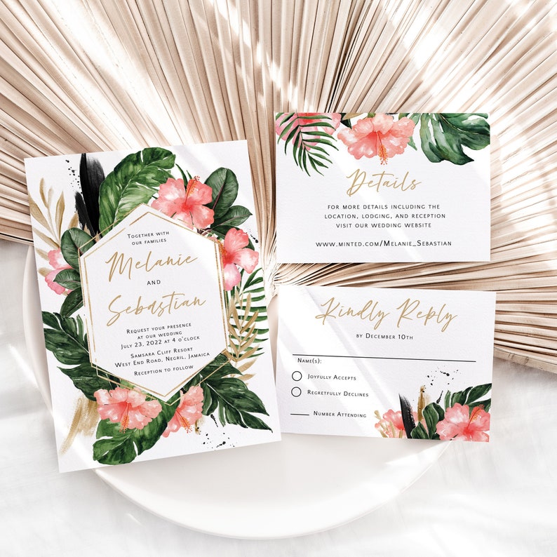 Hawaii Wedding Invitation Suite Printed Hawaiian Wedding - Etsy