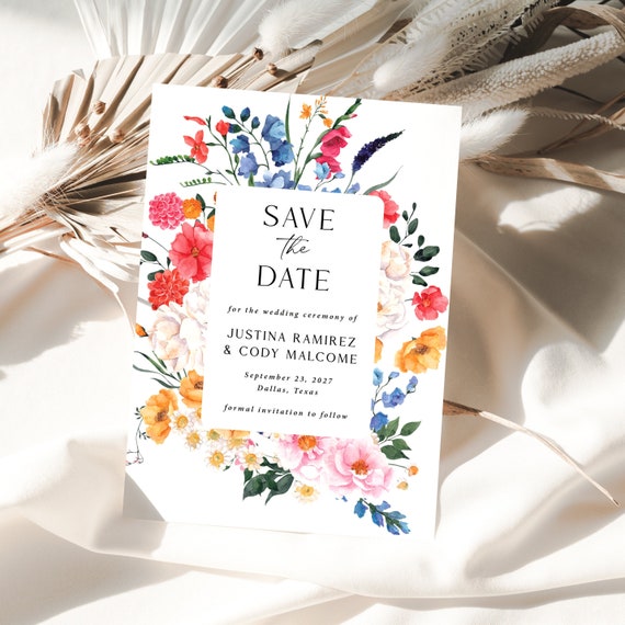 Spring Wildflowers Save The Date Cards by Mere Paper