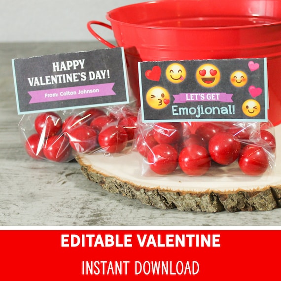 Emoji Valentine treat bag topper for school exchange that are editable and printable Il_570xn