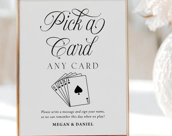 Playing Cards Guest Book Sign printed: reception decor, personalized wedding signage, WS146