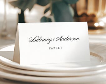 Simple Place Cards with table numbers personalized and printed: wedding, rehearsal, shower party, PC106B