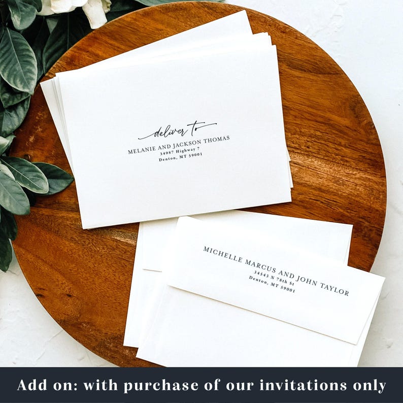 Conjunto de invitación de boda sencilla impresa: RSVP por correo, tarjeta de detalles, blanco y negro, W155 imagen 5