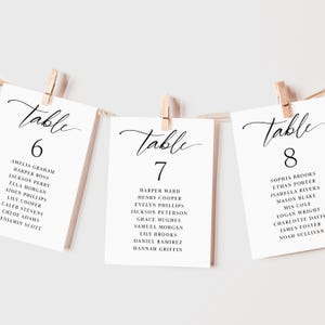 Simple Wedding Seating Chart Cards printed and personalized: Minimalist Reception Decor SC132