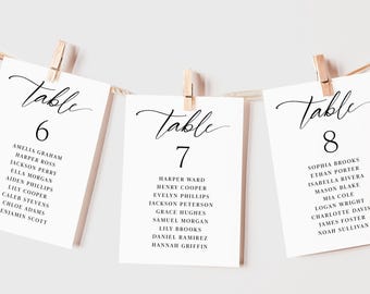 Simple Wedding Seating Chart Cards printed and personalized: Minimalist Reception Decor SC132