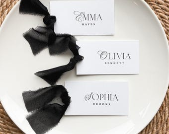 Name Cards with Ribbon printed: personalized wedding, rehearsal dinner, or elegant shower party RPC126