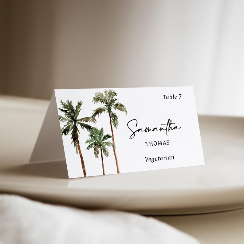 Palm Tree Wedding Thank You Card Printed, Folded with Envelopes, tropical destination, T123 image 8