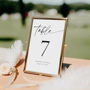 Simple Wedding Table Numbers Printed: Minimalist Black and White Reception Sign Decor, TN116