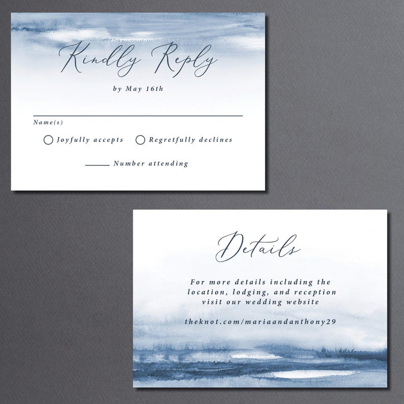 Nautical Wedding Invitation Suite Printed: navy nautical anchor, beach destination, RSVP details card, W113 image 7