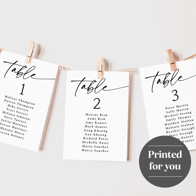 Simple Wedding Seating Charts printed, seating chart cards, reception decor, wedding reception, table seating assignments, modern, SC112 image 3