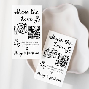 Photo Sharing QR Code Cards: Wedding Reception Decor
