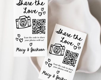 Mini Photo Sharing QR Code Cards: Wedding Reception Decor PC190