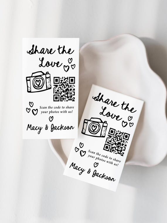 Mini Photo Sharing QR Code Cards: Wedding Reception Decor PC190