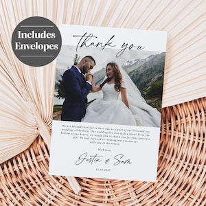 Wedding Thank You Cards with Photo Printed, envelopes, wedding picture, personalized, custom photo card, wedding photo, T102 image 10