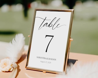 Simple Wedding Table Numbers Printed and Personalized: Minimalist Reception Decor TN129