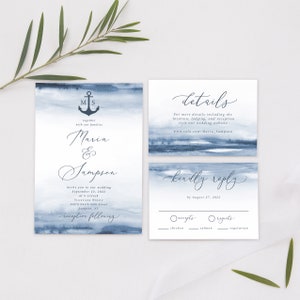 Nautical Wedding Thank You Card printed, with Envelopes, Folded Thank You Card, printed, T109 image 6