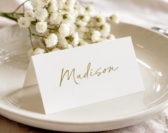 Gold Place Cards printed with personalized first names: simple party, wedding or shower PC234