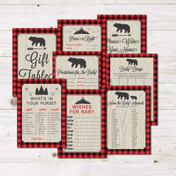 Lumberjack Baby Shower Games Buffalo Plaid Printable Instant Etsy Lumberjack Baby Shower Games Buffalo Plaid Printable Instant Etsy