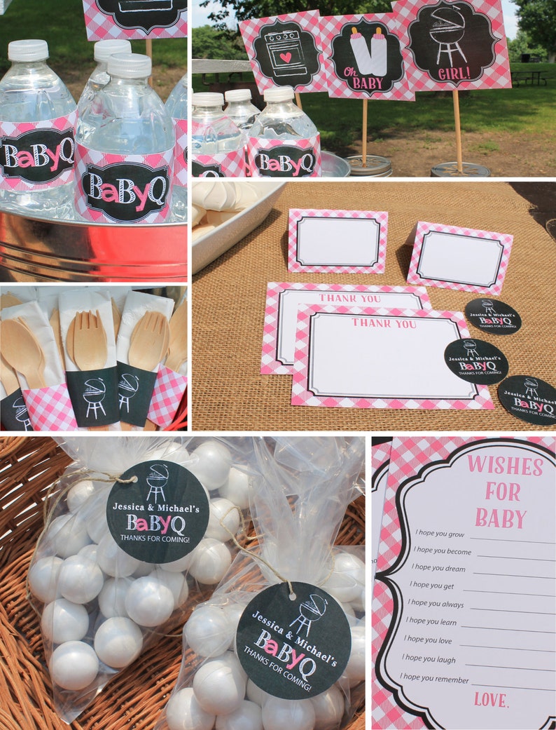 Girl Baby Q Baby Shower Decorations in Pink banner cupcake Etsy