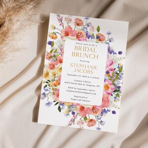 Floral Bridal Shower Thank You Card Printed and Personalized: with Envelopes, pastel wildflowers, T122 image 5