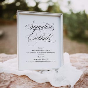 Classic Signature Drinks Wedding Sign printed: reception decor, his and hers, WS133 image 6