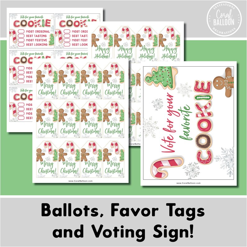 Christmas Cookie Exchange Printables Cookie Ballots | Etsy