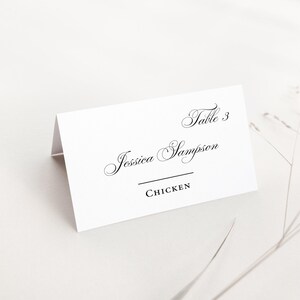 Calligraphy Wedding Place Cards With Meal Choice Printed, Place Cards ...