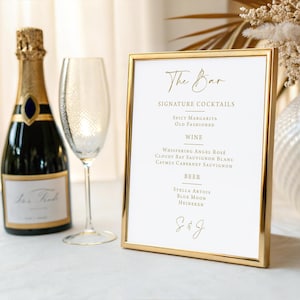 Gold Wedding Reception Menu Printed: Personalized Elegant Rehearsal Dinner, Shower or Party, M143 immagine 9